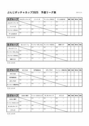 令和７年度ぶんじボッチャカップ2025リーグ表のサムネイル